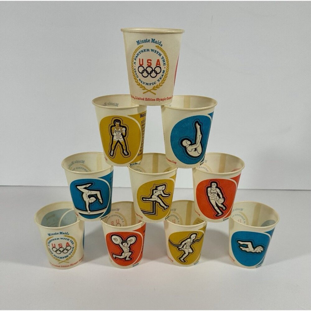 USA Olympic Team 1980 Dixie Minute Maid Juice Cups Set Of 55 Sports Summer Games - Picture 2 of 13